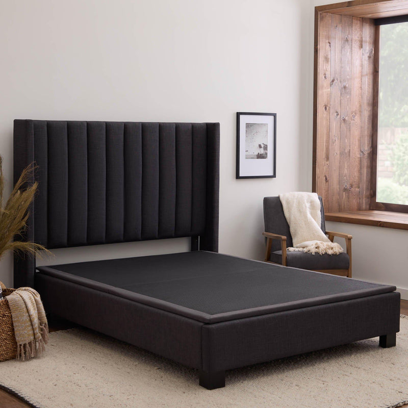 Malouf Thin Deck Upholstered Platform Bed Frame - Twin/Charcoal IMAGE 5