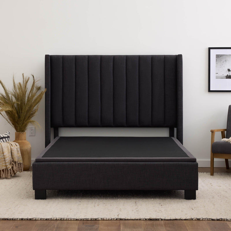 Malouf Thin Deck Upholstered Platform Bed Frame - Twin/Charcoal IMAGE 6