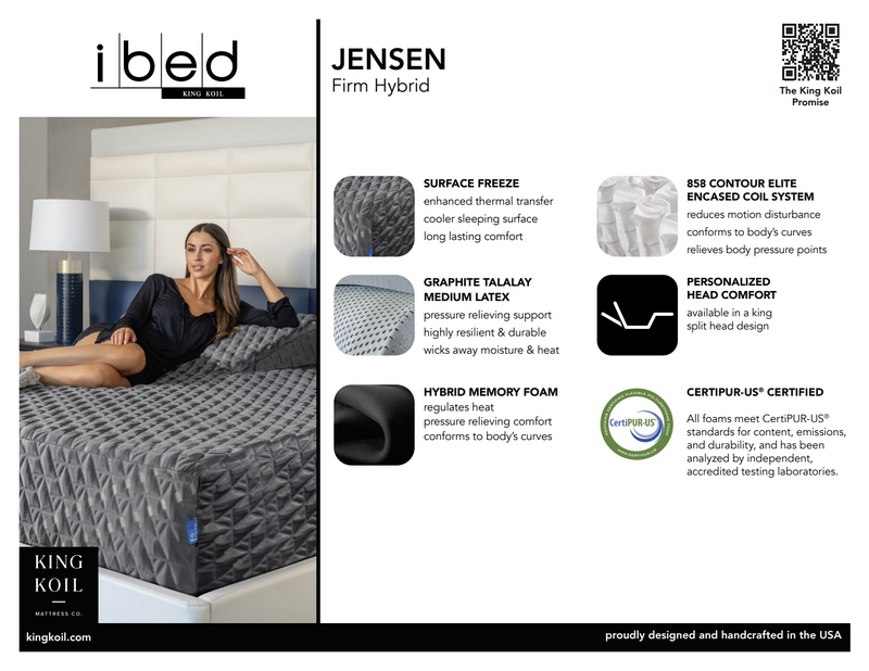 King Koil ibed Jensen Firm Hybrid Mattress (Twin XL)
