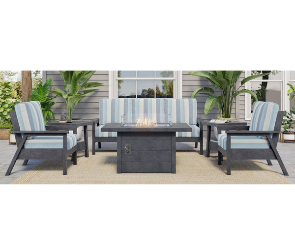 Tofino Fire Table and Seating Set - 48" Fire Table, Sofa, 2 Arm Chairs, and 2 End Tables